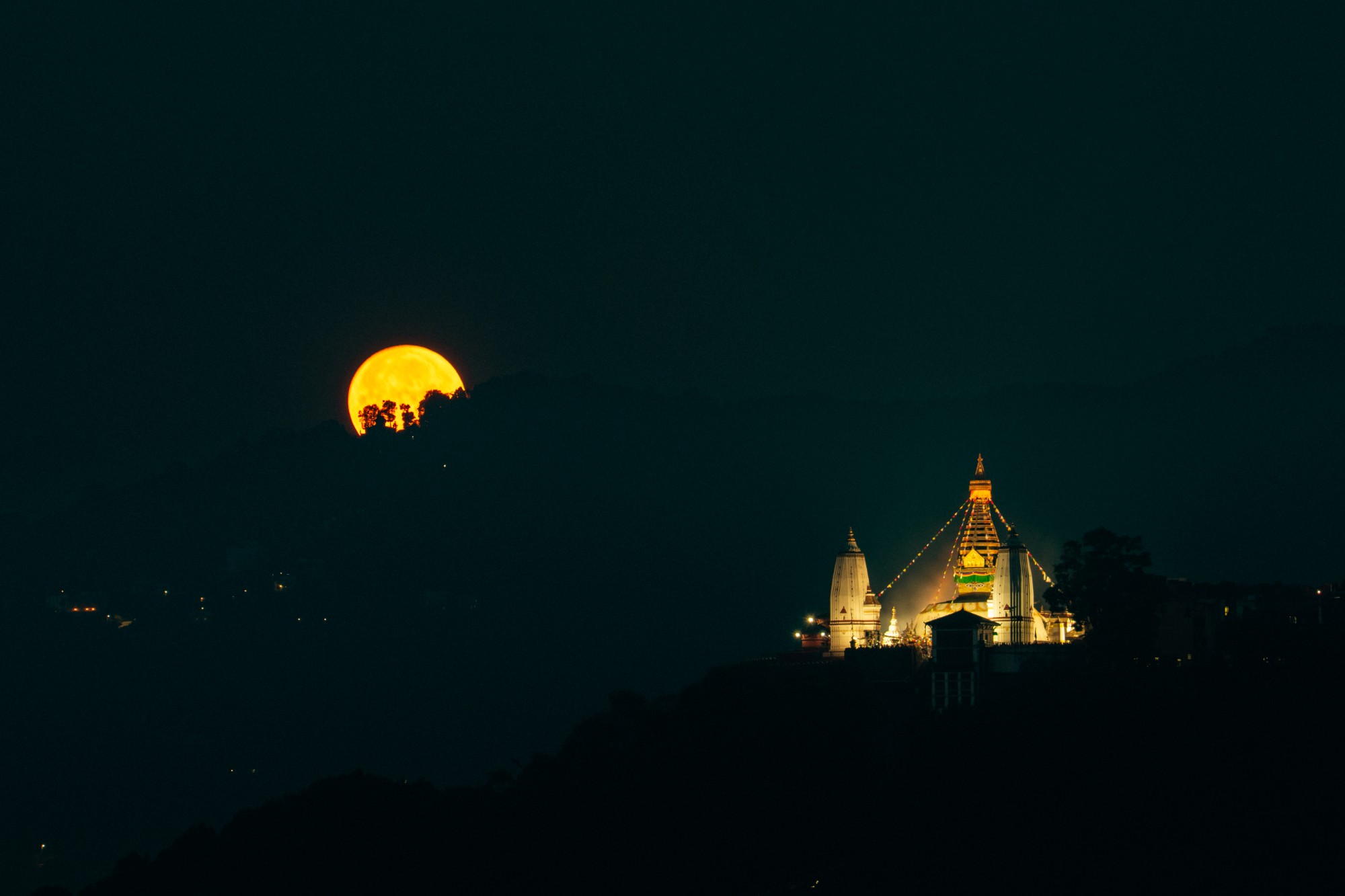 Moonrise over Swayambhunath, Kathmandu